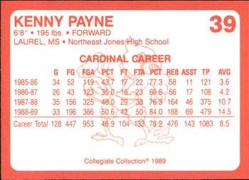1989-90 Collegiate Collection Louisville Cardinals #39 Kenny Payne Back