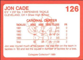 1989-90 Collegiate Collection Louisville Cardinals #126 Jon Cade Back