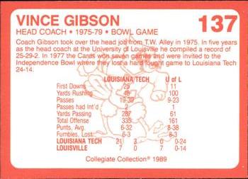 1989-90 Collegiate Collection Louisville Cardinals #137 Vince Gibson Back