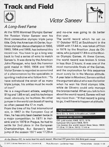 1977-79 Sportscaster Series 14 #14-08 Victor Saneyev Back
