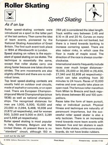 1977-79 Sportscaster Series 17 #17-02 Speed Skating Back