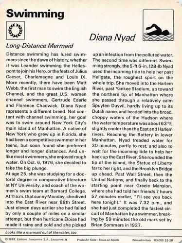 1977-79 Sportscaster Series 22 #22-20 Diana Nyad Back