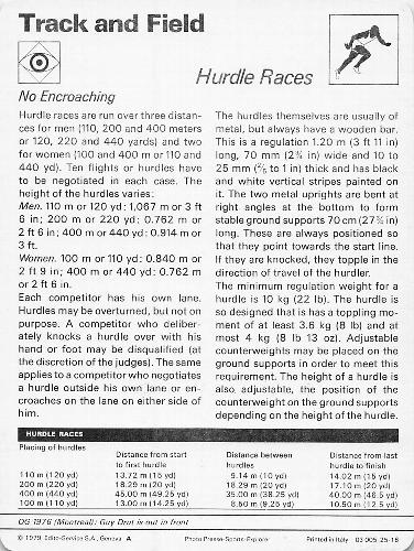 1977-79 Sportscaster Series 25 #25-16 Hurdle Races Back