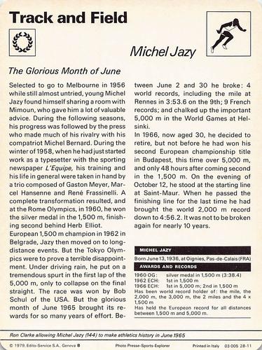 1977-79 Sportscaster Series 28 #28-11 Michel Jazy Back