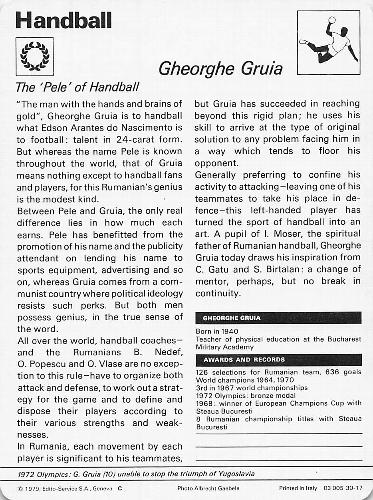 1977-79 Sportscaster Series 30 #30-17 Gheorghe Gruia Back