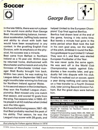 1977-79 Sportscaster Series 34 #34-22 George Best Back