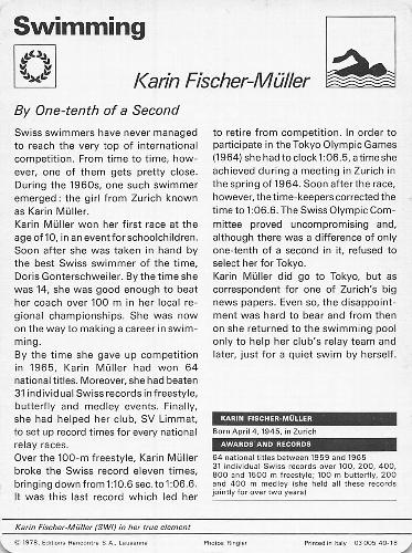 1977-79 Sportscaster Series 40 #40-18 Karin Fischer-Muller Back