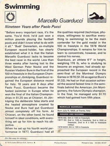 1977-79 Sportscaster Series 44 #44-07 Marcello Guarducci Back