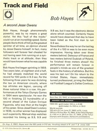 1977-79 Sportscaster Series 45 #45-14 Bob Hayes Back