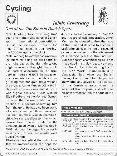 1977-79 Sportscaster Series 48 #48-14 Niels Fredborg Back