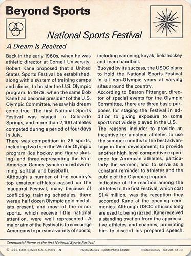 1977-79 Sportscaster Series 61 #61-06 National Sports Festival Back