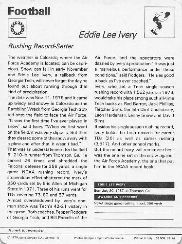 1977-79 Sportscaster Series 62 #62-14 Eddie Lee Ivery Back