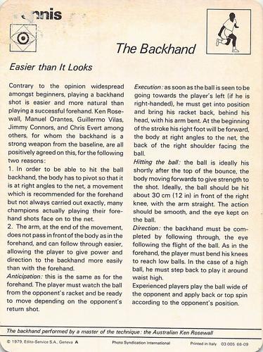 1977-79 Sportscaster Series 66 #66-09 The Backhand Back