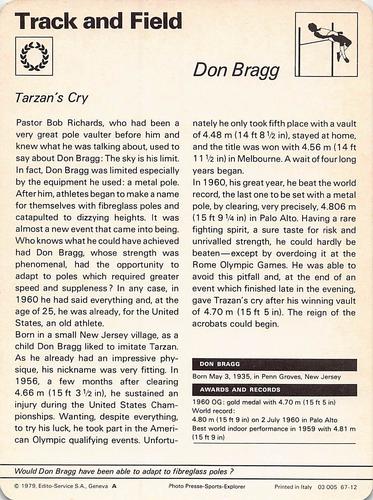 1977-79 Sportscaster Series 67 #67-12 Don Bragg Back