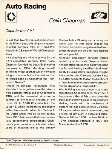 1977-79 Sportscaster Series 68 #68-12 Colin Chapman Back