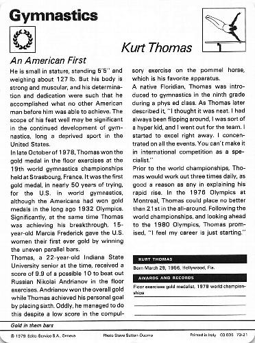 1977-79 Sportscaster Series 70 #70-21 Kurt Thomas Back