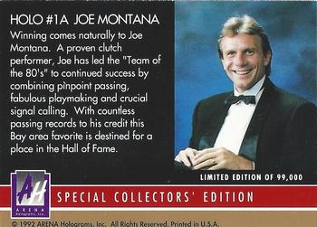 1991 Arena Holograms #1A Joe Montana Back