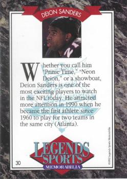 1992 Legends Sports Memorabilia - Gold #30 Deion Sanders Back