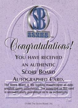 1996-97 Score Board Autographed Collection - Gold Foil Autographs #NNO Matt Stevens Back