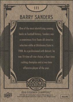 2015 Upper Deck Goodwin Champions #111 Barry Sanders Back