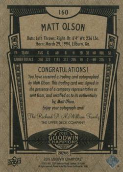 2015 Upper Deck Goodwin Champions #160 Matt Olson Back