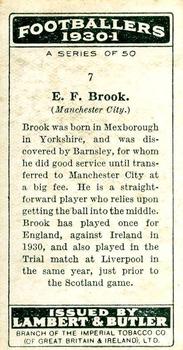 1931 Lambert & Butler Footballers 1930-1 #7 Eric Brook Back