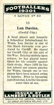 1931 Lambert & Butler Footballers 1930-1 #10 Len Davies Back