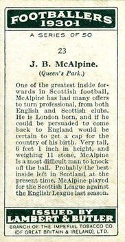 1931 Lambert & Butler Footballers 1930-1 #23 James McAlpine Back
