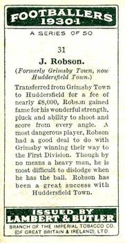 1931 Lambert & Butler Footballers 1930-1 #31 Joe Robson Back