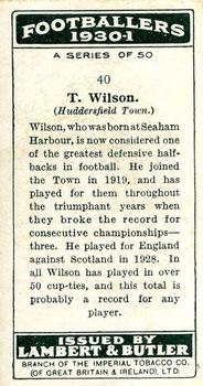 1931 Lambert & Butler Footballers 1930-1 #40 Tom Wilson Back