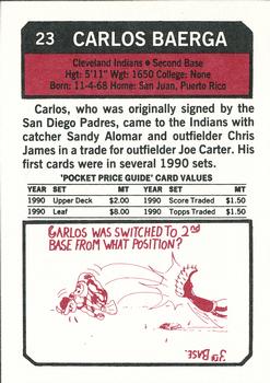 1993 SCD Sports Card Pocket Price Guide #23 Carlos Baerga Back