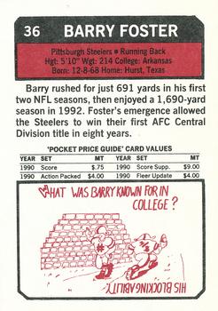 1993 SCD Sports Card Pocket Price Guide #36 Barry Foster Back