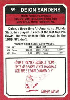 1993 SCD Sports Card Pocket Price Guide #59 Deion Sanders Back