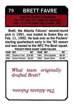 1993 SCD Sports Card Pocket Price Guide #79 Brett Favre Back