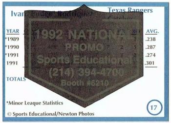 1991 Sports Educational Magazine - 1992 NSCC Promo #17 Ivan Rodriguez Back