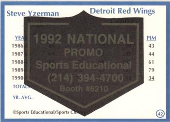 1991 Sports Educational Magazine - 1992 NSCC Promo #42 Steve Yzerman Back