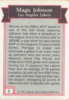 1991 Legends Sports Memorabilia - Gold #5 Magic Johnson Back