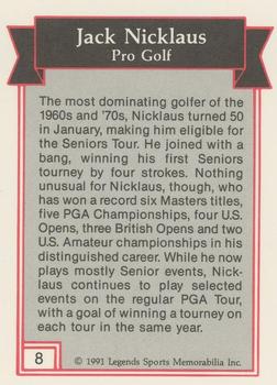 1991 Legends Sports Memorabilia - Gold #8 Jack Nicklaus Back