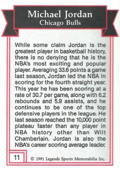 1991 Legends Sports Memorabilia - Gold #11 Michael Jordan Back