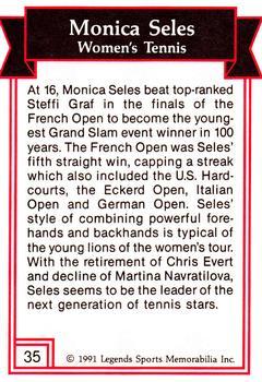 1991 Legends Sports Memorabilia - Gold #35 Monica Seles Back