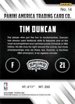2015 Panini Father's Day #14 Tim Duncan Back