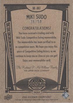 2015 Upper Deck Goodwin Champions - Memorabilia Premium Series #M-MI Miki Sudo Back