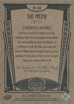 2015 Upper Deck Goodwin Champions - Memorabilia Premium Series #M-SM Sid Meier Back