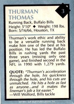 1991 Tuff Stuff Magazine #3 Thurman Thomas Back