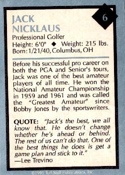 1991 Tuff Stuff Magazine #6 Jack Nicklaus Back