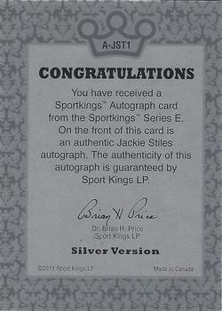 2012 Sportkings Series E - Autographs Silver Version #A-JST1 Jackie Stiles Back