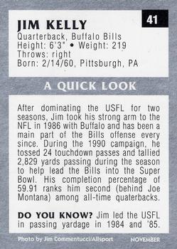 1991 Tuff Stuff Jr. Magazine #41 Jim Kelly Back