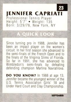 1991 Tuff Stuff Jr. Magazine #23 Jennifer Capriati Back