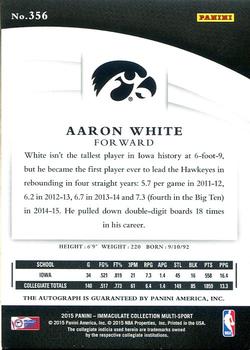 2015 Panini Immaculate Collection Collegiate #356 Aaron White Back