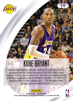 2015 Panini The National - Thick #14 Kobe Bryant Back